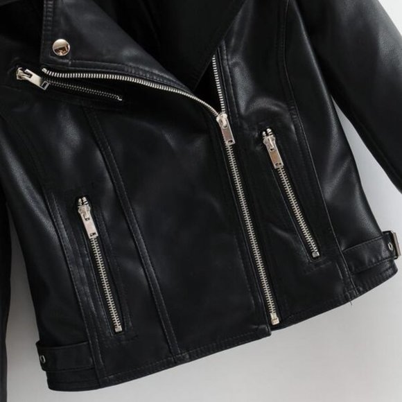 Modern Biker Chick Moto Faux leather Zipper Detail Motorcycle Jacket - Picture 10 of 12